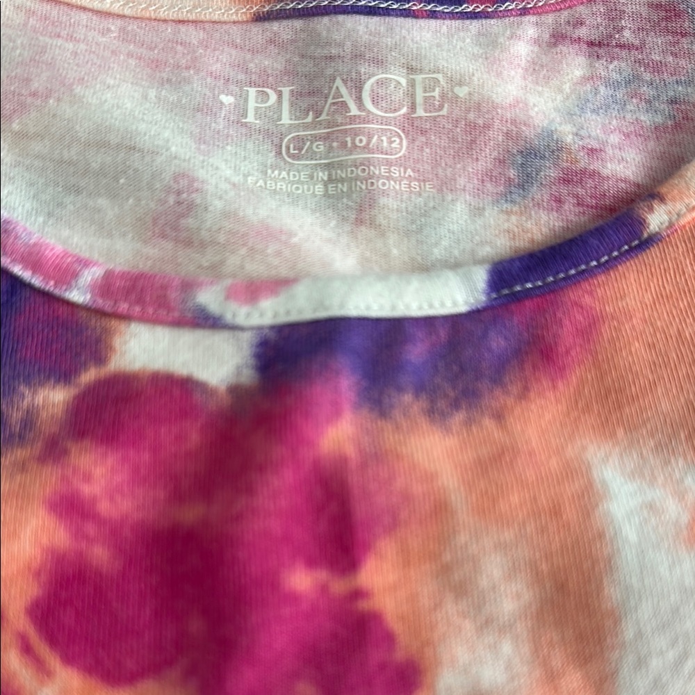 The Children's Place, Pink, Purple, Peach, White Tie-Dye Kids Dress, size 10/12 - Picture 2 of 3